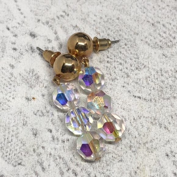 Curated bundle AB Aurora Borealis vintage statement glam earrings dressy formal - Picture 5 of 7